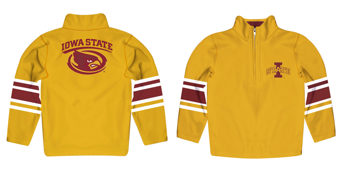 Iowa State Cyclones ISU Vive La Fete Game Day Gold Quarter Zip Pullover Stripes on Sleeves - Vive La Fête - Online Apparel Store