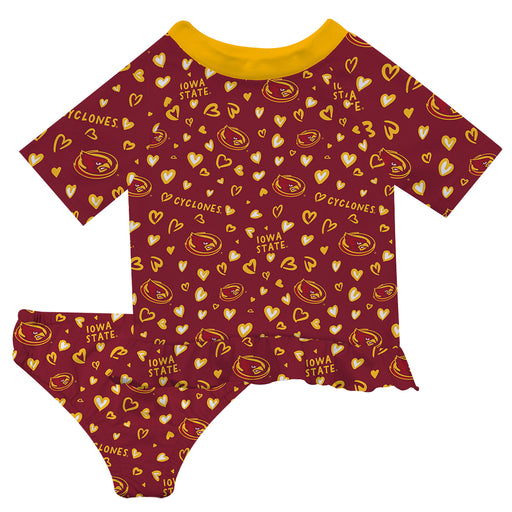 Iowa State Cyclones ISU Vive La Fete All Over Logo Cardinal Long Sleeve Bikini Set