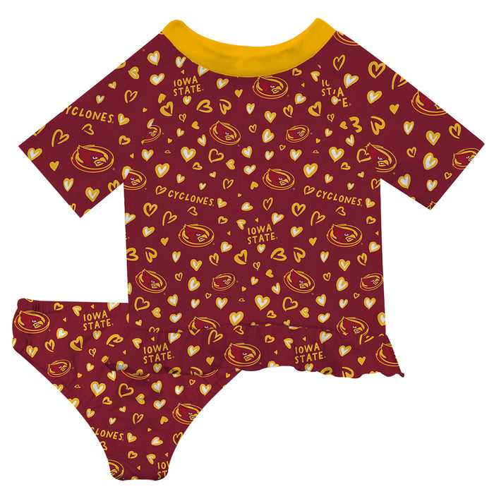 Iowa State Cyclones ISU Vive La Fete All Over Logo Cardinal Long Sleeve Bikini Set