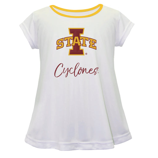 Iowa State Cyclones ISU Vive La Fete Girls Game Day Short Sleeve White Top with School Logo and Name