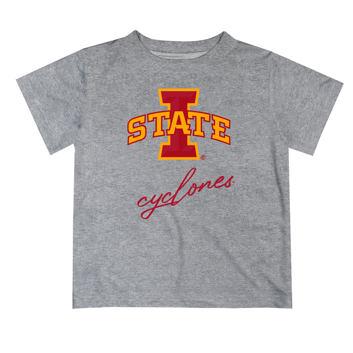 Iowa State Cyclones ISU Vive La Fete Script V1 Heather Gray Short Sleeve Tee Shirt