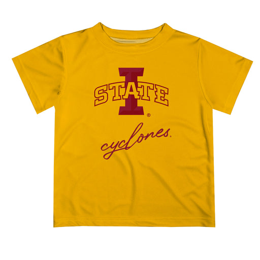 Iowa State Cyclones ISU Vive La Fete Script V1 Gold Short Sleeve Tee Shirt