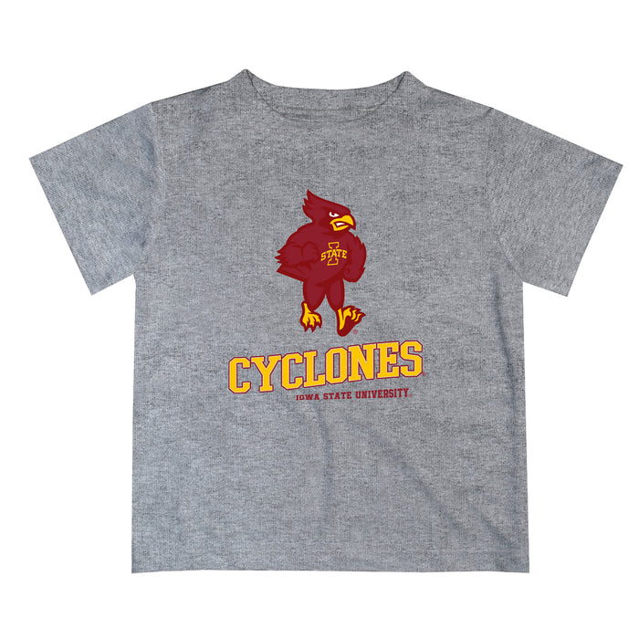 Iowa State Cyclones ISU Vive La Fete State Map Heather Gray Short Sleeve Tee Shirt