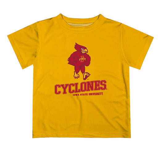 Iowa State Cyclones ISU Vive La Fete State Map Gold Short Sleeve Tee Shirt