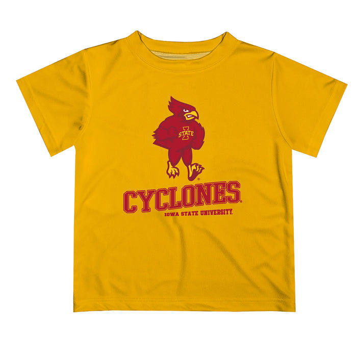 Iowa State Cyclones ISU Vive La Fete State Map Gold Short Sleeve Tee Shirt