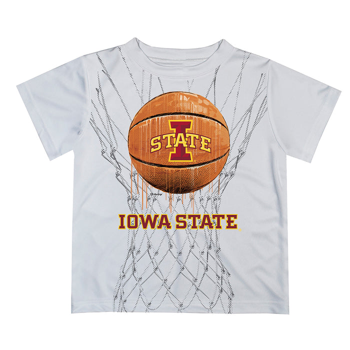 Iowa State Cyclones ISU Original Dripping Basketball White T-Shirt by Vive La Fete