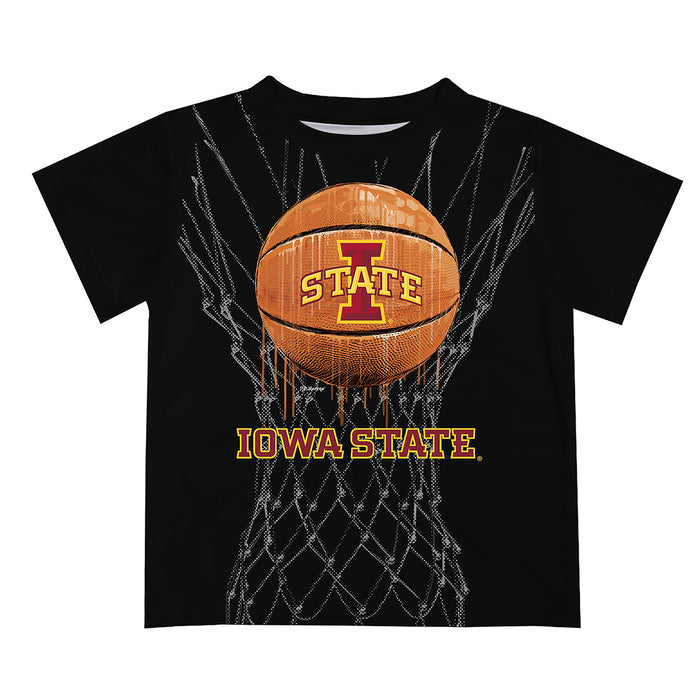 Iowa State Cyclones ISU Original Dripping Basketball Black T-Shirt by Vive La Fete