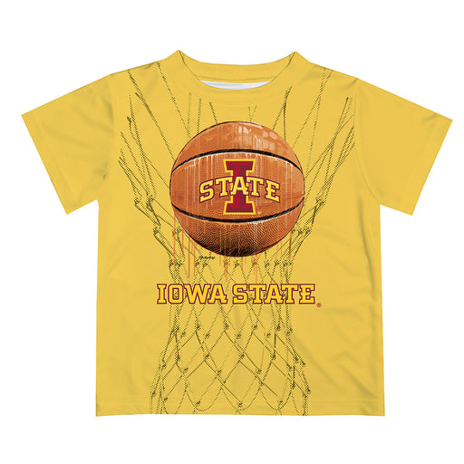 Iowa State Cyclones ISU Original Dripping Basketball Gold T-Shirt by Vive La Fete