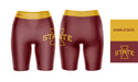 Iowa State Cyclones ISU Vive La Fete Game Day Logo on Thigh and Waistband Maroon and Gold Women Bike Short 9 Inseam - Vive La Fête - Online Apparel Store