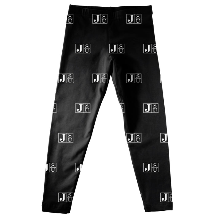Jackson State University Tigers Girls Game Day All Over Logo Elastic Waist Classic Play Black Leggings Tights - Vive La Fête - Online Apparel Store