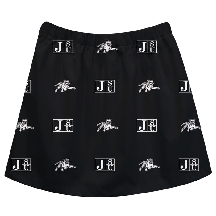 Jackson State University Tigers Vive La Fete Girls Game Day All Over Logo Elastic Waist Classic Play Black Skirt - Vive La Fête - Online Apparel Store
