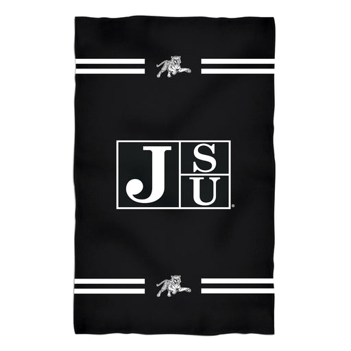 Jackson State Tigers JSU Vive La Fete Game Day Absorvent Premium Black Beach Bath Towel 51 x 32" Logo and Stripes" - Vive La Fête - Online Apparel Store