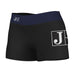 Jackson State Tigers JSU Vive La Fete Logo on Thigh & Waistband Black & Navy Women Booty Workout Shorts 3.75 Inseam"