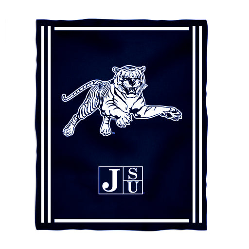 Jackson State University Tigers Vive La Fete Kids Game Day Blue Plush Soft Minky Blanket 36 x 48 Mascot