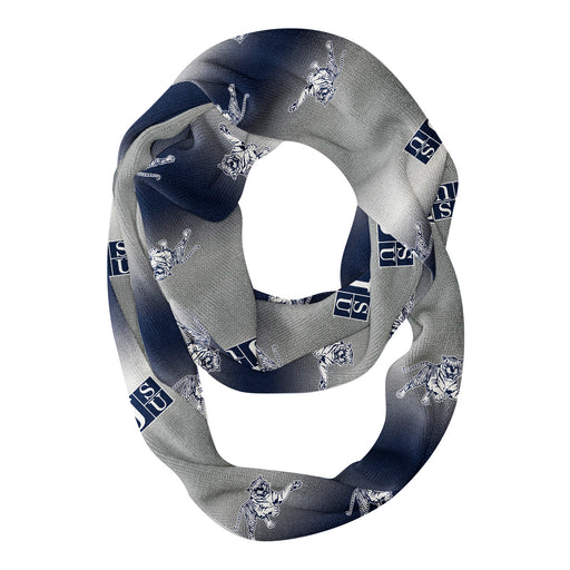 Jackson State Tigers JSU Vive La Fete All Over Logo Game Day Collegiate Women Ultra Soft Knit Infinity Scarf
