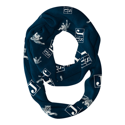 Jackson State Tigers JSU Vive La Fete Repeat Logo Game Day Collegiate Women Light Weight Ultra Soft Infinity Scarf