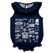 Jackson State University Tigers  Blue Hand Sketched Vive La Fete Impressions Artwork Sleeveless Ruffle Onesie Bodysuit