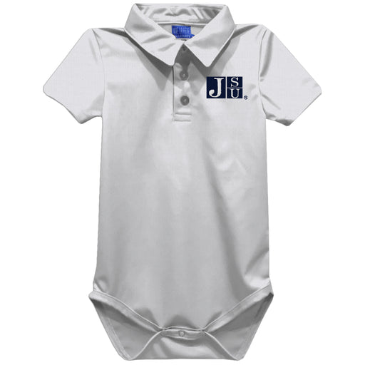 Jackson State University Tigers Embroidered White Solid Knit Polo Onesie