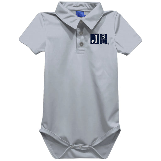 Jackson State University Tigers Embroidered Gray Solid Knit Polo Onesie