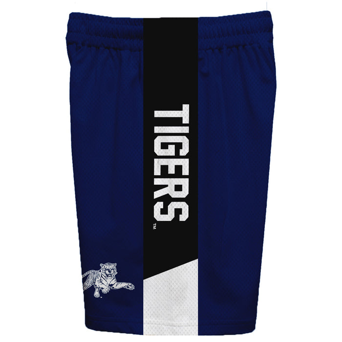 Jackson State Tigers JSU Vive La Fete Game Day Blue Stripes Boys Solid Black Athletic Mesh Short - Vive La Fête - Online Apparel Store