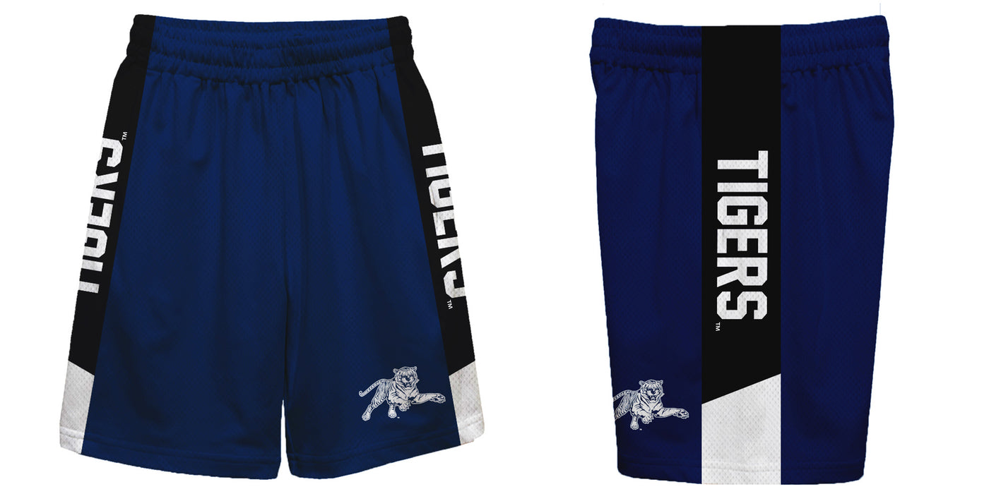 Jackson State Tigers JSU Vive La Fete Game Day Blue Stripes Boys Solid Black Athletic Mesh Short - Vive La Fête - Online Apparel Store