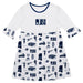 Jackson State University Tigers 3/4 Sleeve Solid White Repeat Print Hand Sketched Vive La Fete Impressions Artwork on Sk