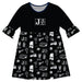 Jackson State Tigers 3/4 Sleeve Solid Black Repeat Print Hand Sketched Vive La Fete Impressions Artwork on Skirt