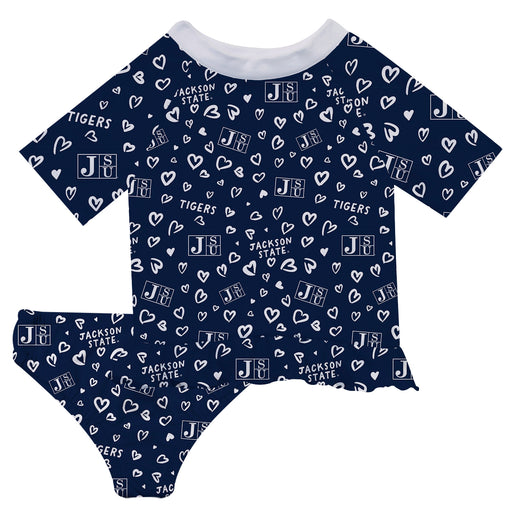 Jackson State University Tigers Vive La Fete All Over Logo Blue Long Sleeve Bikini Set
