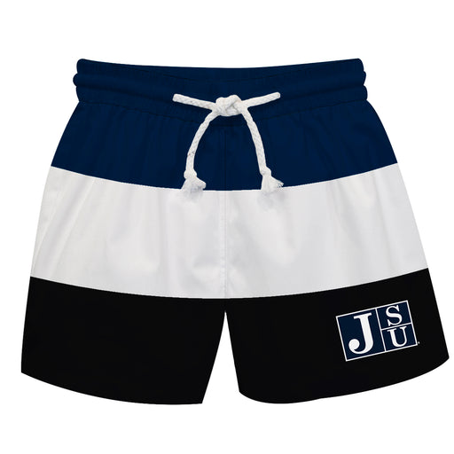 Jackson State Tigers JSU Vive La Fete Blue White Black Stripes Swimtrunks V1