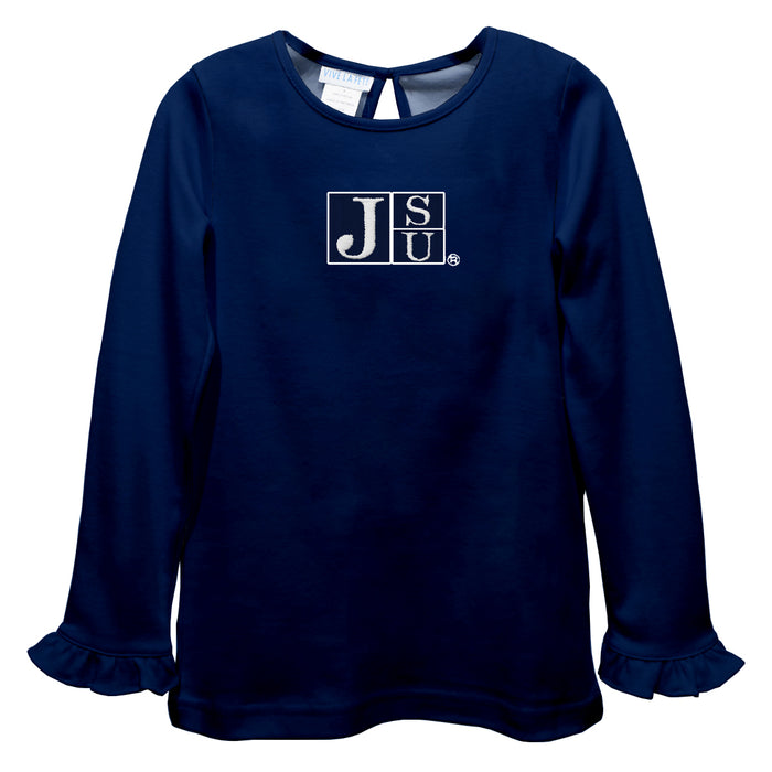 Jackson State University Tigers Embroidered Navy Knit Long Sleeve Girls Blouse