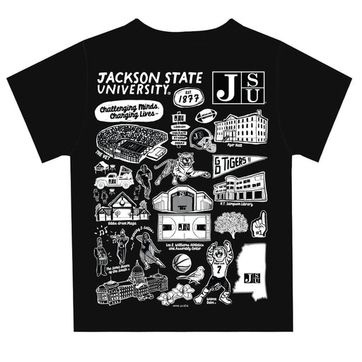 Jackson State University Tigers Hand Sketched Vive La Fete Impressions Artwork Boys Black Short Sleeve Tee Shirt - Vive La Fête - Online Apparel Store
