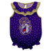 JMU Dukes Swirls Purple Sleeveless Ruffle Onesie Logo Bodysuit