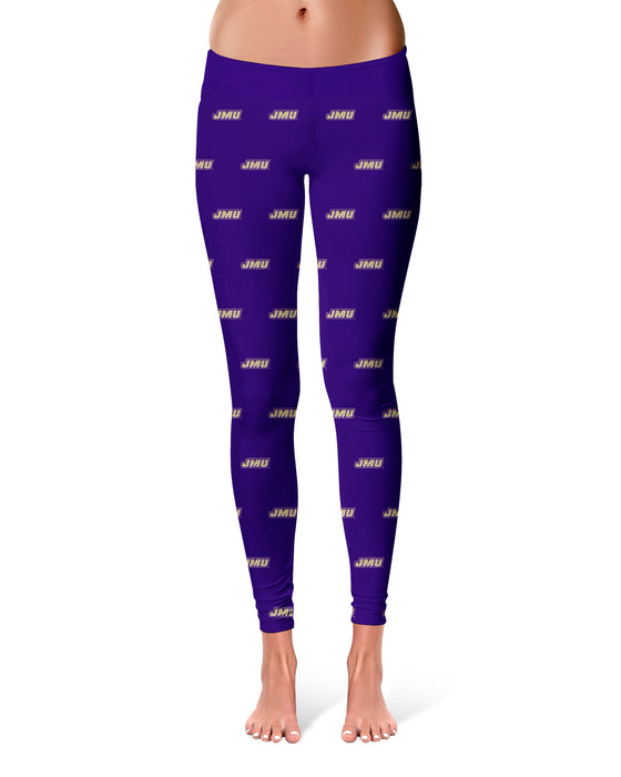 James Madison University Dukes Leggings  Purple All Over Logo JMU - Vive La Fête - Online Apparel Store