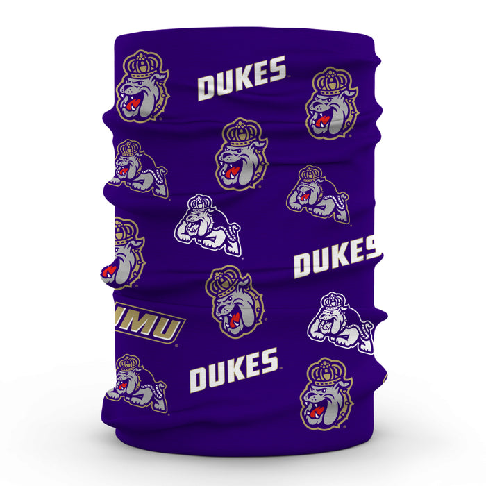 James Madison University Dukes Neck Gaiter Purple All Over Logo - Vive La Fête - Online Apparel Store
