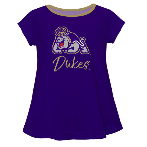 JMU Dukes Vive La Fete Girls Game Day Short Sleeve Purple Top with School Mascot and Name - Vive La Fête - Online Apparel Store