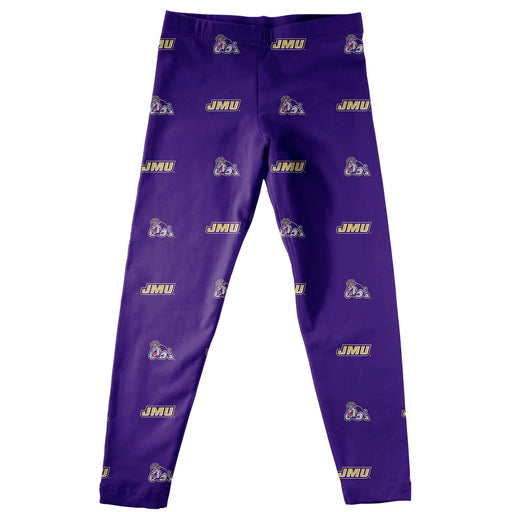 JMU Dukes Vive La Fete Girls Game Day All Over Logo Elastic Waist Classic Play Purple Leggings Tights - Vive La Fête - Online Apparel Store