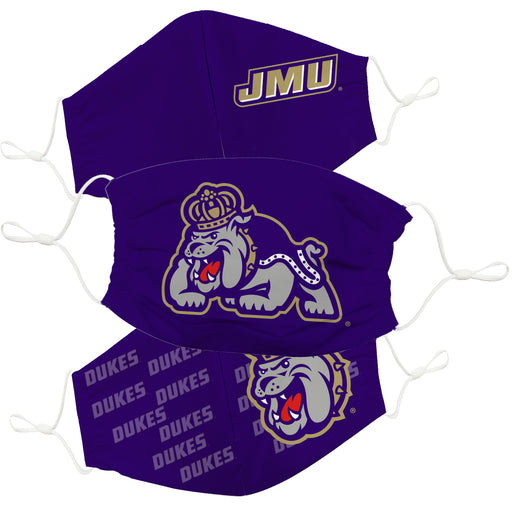 James Madison University Dukes Face Mask Purple Set of Three - Vive La Fête - Online Apparel Store