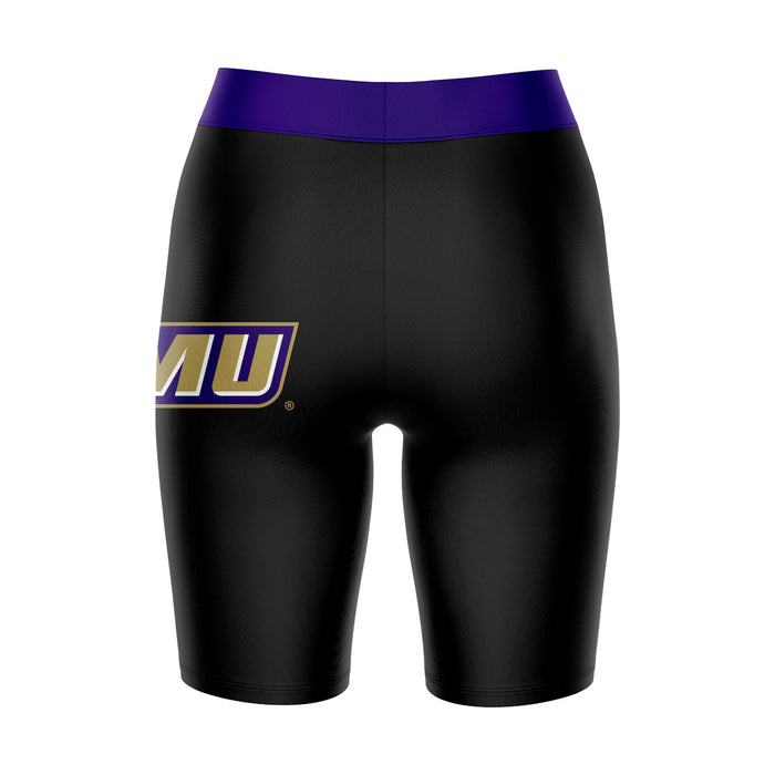 JMU Dukes Vive La Fete Game Day Logo on Thigh and Waistband Black and Purple Women Bike Short 9 Inseam" - Vive La Fête - Online Apparel Store