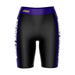 JMU Dukes Vive La Fete Game Day Logo on Waistband and Purple Stripes Black Women Bike Short 9 Inseam"
