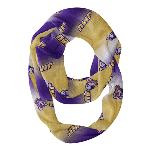 James Madison University Dukes Vive La Fete All Over Logo Game Day Collegiate Women Ultra Soft Knit Infinity Scarf