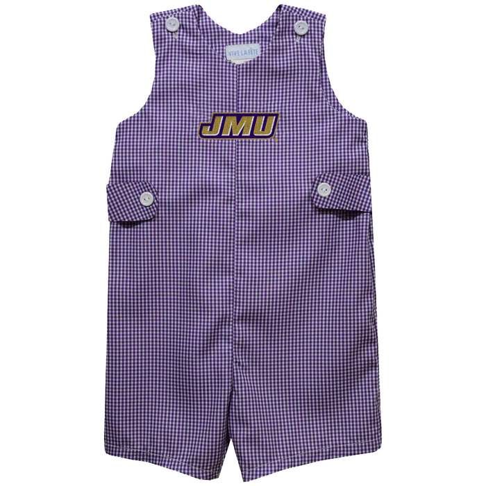 JMU Dukes Embroidered Purple Gingham Boys Jon Jon