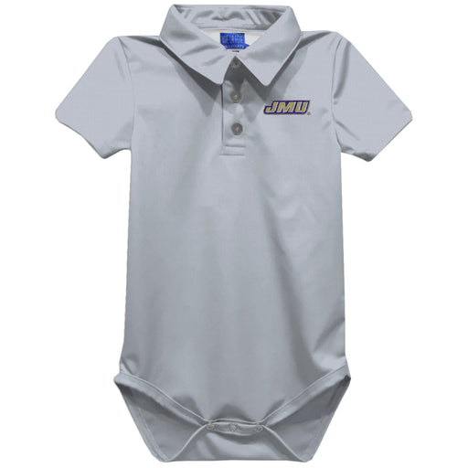 James Madison University Dukes Embroidered Gray Solid Knit Polo Onesie