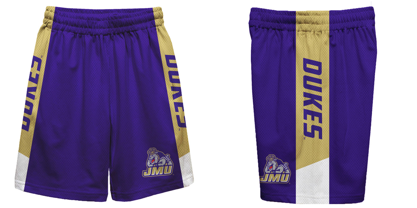 James Madison Dukes Vive La Fete Game Day Purple Stripes Boys Solid Gold Athletic Mesh Short - Vive La Fête - Online Apparel Store