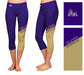 JMU Dukes Vive La Fete Game Day Collegiate Leg Color Block Youth Purple Gold Capri Leggings - Vive La Fête - Online Apparel Store