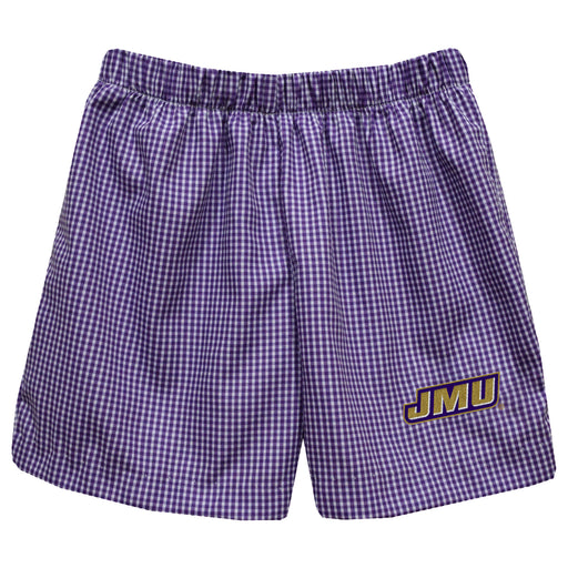 JMU Dukes Embroidered Purple Gingham Pull On Short