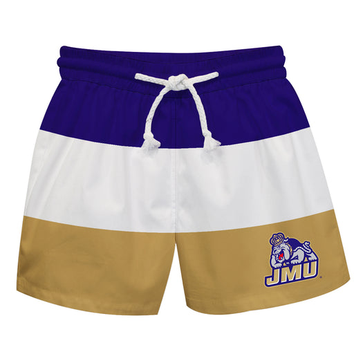 James Madison Dukes Vive La Fete Purple White Gold Stripes Swimtrunks V1