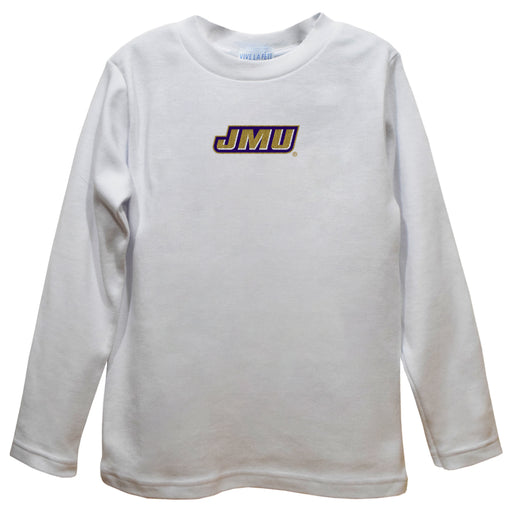 JMU Dukes Embroidered White Long Sleeve Boys Tee Shirt