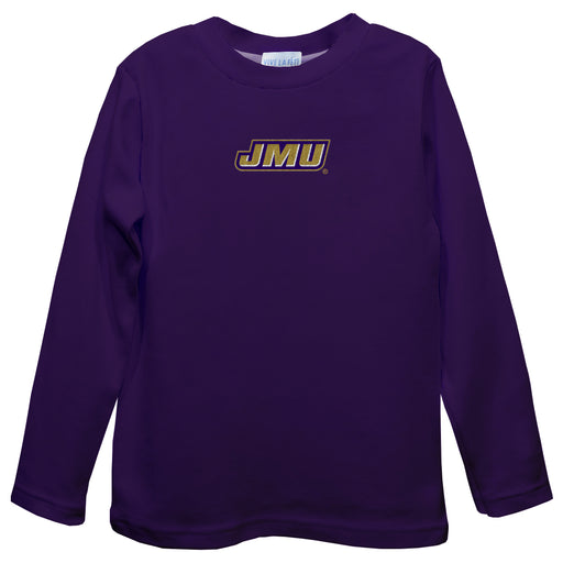 JMU Dukes Embroidered Purple Long Sleeve Boys Tee Shirt