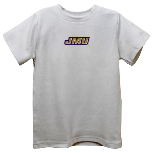 JMU Dukes Embroidered White Short Sleeve Boys Tee Shirt