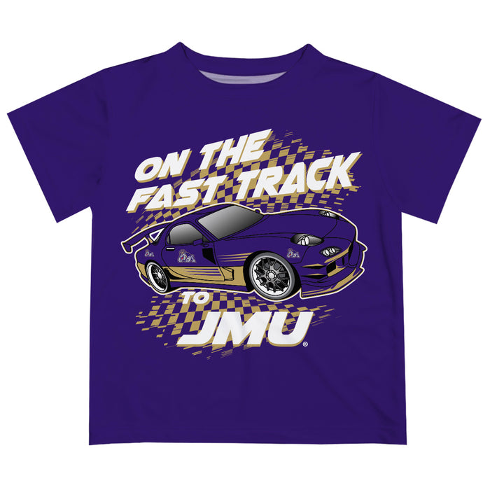 James Madison University Dukes Vive La Fete Fast Track Boys Game Day Purple Short Sleeve Tee